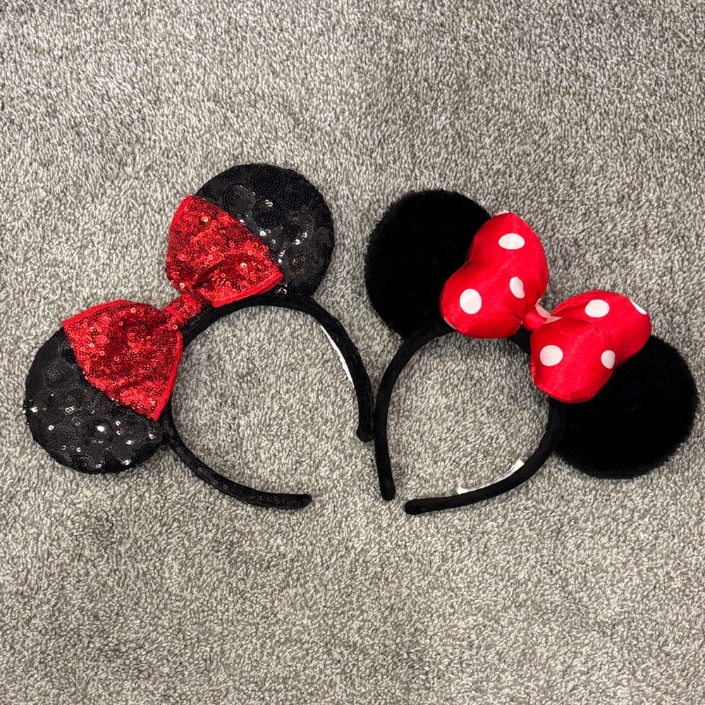 2 pair adult Minnie Mouse headband ears.